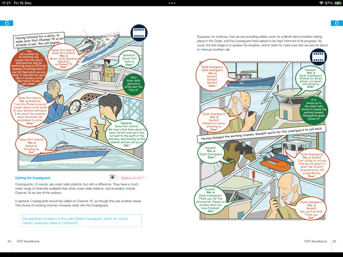 A page from E-G31 VHF Handbook, showing radio procedures